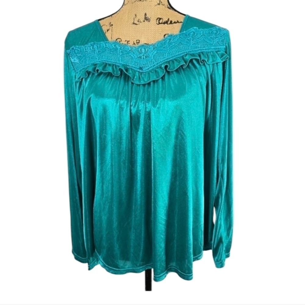 Vintage Ruffled Lace Girly Fairycore Pajama Top Boudoir